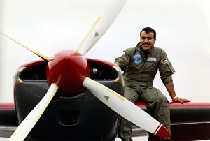 Aerobatics Prints: Royal Jordanian Falcons pilot Captain Tayseer Daboubi takes a break with his Extra EA300