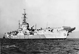 The Royal Navy Colossus class light fleet carrier HMS Glory during the Second World War