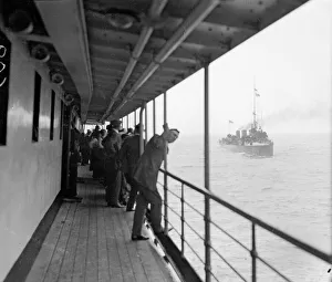 Royal Navy Destroyer seen here escorting a channel steamer at the outbreak of war