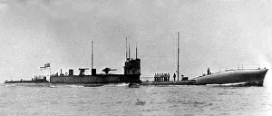 Core46 Prints: The Royal Navy HMS K14 steam powered submarine execising with the fleet at Southend