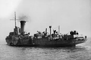 Warships Prints: The Royal Navy Paddle Minesweeper HMS Emperor of India at the Naval base in Harwich