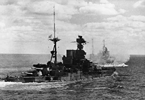 Royal Navy Queen Elizabeth-class battleship HMS Barham at sea during the Second World