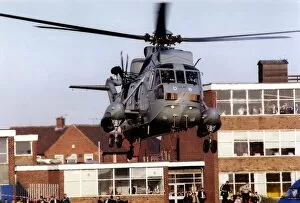 Images Dated 19th November 1997: A Royal Navy Sea King helicopter visits Marden High School in Whitley Bay