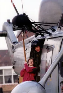 One Girl Only Prints: A Royal Navy Sea King helicopter visits Marden High School in Whitley Bay