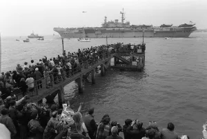 Royal Navy task force set sail for the Falklands following the invasion by Argentine