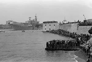 Royal Navy task force set sail fot the Falklands the carriers Invincible