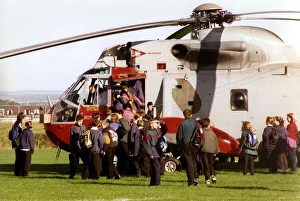 Demonstrations Prints: A Royal Navy Westland Sea King helicopter which landed at Kenton School so the crew could
