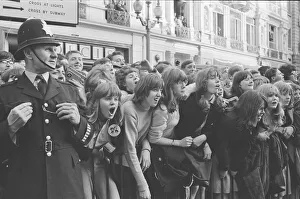 Beatlemania Prints: Royal premiere of The Beatles new film Help! at the London Pavillion in Piccadilly circus