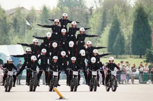 Royal Signals White Helmet Motorcycle Display Team. May 1990