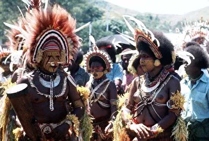 Headdress Prints: Royal Silver Jubilee Tour 1977 Tribal dancers in New Guinea