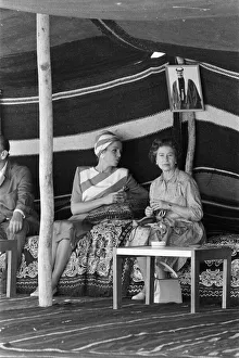 Royal visit to Jordan. Queen Noor of Jordan and Queen Elizabeth II. March 1984
