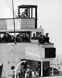 Commonwealth Prints: The Royal Yacht Britannia carrying the Royal Family arriving in Malta