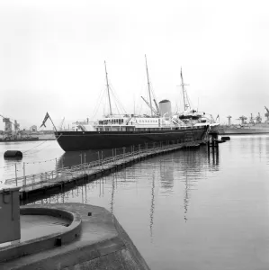 Yacht Prints: The Royal Yacht Britannia seen here at the Royal Naval Dockyard Portsmouth