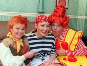 Roz Paterson with Janet and Iain from The Krankies December 1999 Peter Pan pantomime