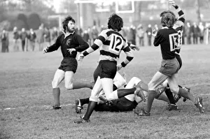Rugby: The rugby union match. Saracens vs. Cardiff. February 1975 75-01042-007