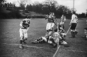 01499 Prints: A rugby team of the Auxiliary Fire Service seen here playing against Beaumont College