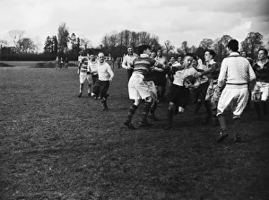 01499 Prints: A rugby team of the Auxiliary Fire Service seen here playing against Beaumont College