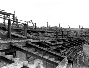 Rugby - Wales - The damage caused to the stand at the Grangetown end of Cardiff Arms Park