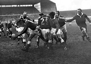 Test Match Prints: Rugby - Wales second row Roddy Evans feed the ball back from a lineout in Wales