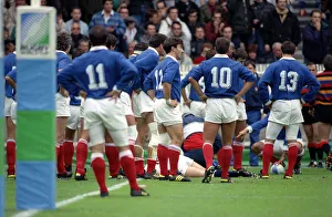 Injury Prints: Rugby World Cup 1991. Franck Mensel no 12 stand on the try line with Thierry Lacroix 10