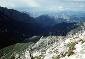 00134 Prints: Rugged mountaineous landscape between towns of Dorgali Baunei in Sardinia Italy