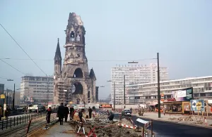 Core13 Prints: Ruins of Kaiser Wilheim Church war memorial in Berlin Germany circa 1970