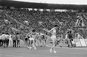 Runners after finish of Mens 800 metres event final at the 1980 Summer Olympics in