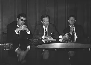 00266 Prints: Rupert Murdoch (centre) with Albert Larry Lamb seen here at a press conference a few days