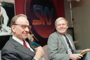 01522 Prints: Rupert Murdoch (left) and Mark McCormack announce a deal in which Mr Murdoch