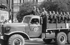 THE RUSSIAN ARMY ON THE STREETS OF PRAGUE, CZECHOSLOVAKIA - DURING THE UPRISING OF 1968