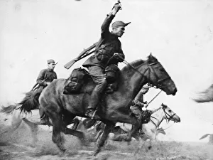 Russian cavalry on the attack. This picture taken when Russia had joined the Allies