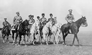 Outbreak Prints: Russian leader Tsar Nicholas II inspecting Russian troops with his staff during