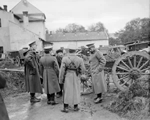 Former Ussr Prints: Russian officers inspect captured artillery and transport at Lemberg. September 1914