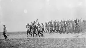 Russian soldiers parade for the Tsar following their victory at Lemberg September 1914
