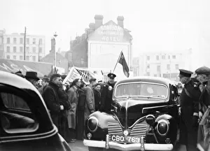 Russia Prints: Russian trades union delegates seen here during a visit to Cardiff, South Wales