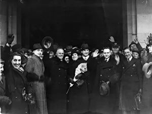 Russian trades union delegates seen here during a visit to Cardiff, South Wales