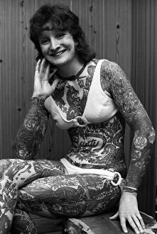 01227 Collection: Rusty Field, tattooed lady. 28th November 1975