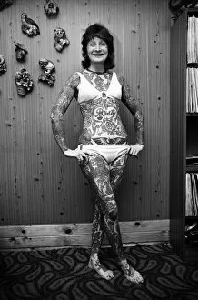 01227 Collection: Rusty Field, tattooed lady. 28th November 1975