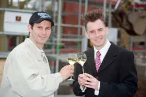 Wine Prints: Ryan Giggs and Gary Rhodes celebrate a future restaurant opening. 6th November 1998