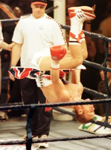 Ryan Rhodes afterbeating Yuri Epifantsev October 1997 Rhodes head over heels in ring