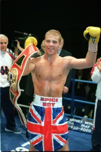 Ryan Rhodes boxer celebrates winning an IBF Intercontinental title