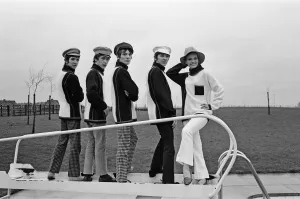 The Sabre Autumn Collection of Mens knitwear being modelled by rock group The Small