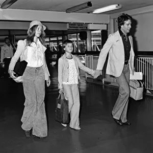 1974 Prints: Sabrina Guinness and actress Tatum O Neal leave Heathrow Airport for a holiday