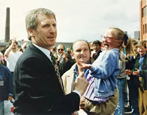 Sacked Celtic manager Billy McNeill pictured outside Parkhead Stadium with Celtic