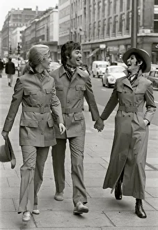 1960s Fashion Prints: On safari in the asphalt jungle Ursula Klamet and ken Swift in safari suits paula