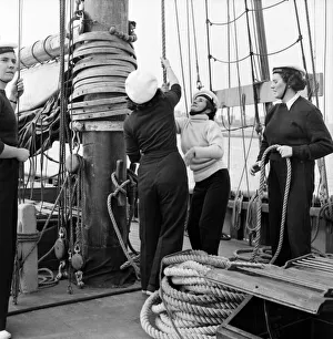 Sailors and cadets of the under 21 sailing club seen here aboard the Brixham fishing