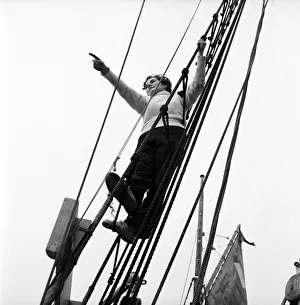 Sailors and cadets of the under 21 sailing club seen here aboard the Brixham fishing