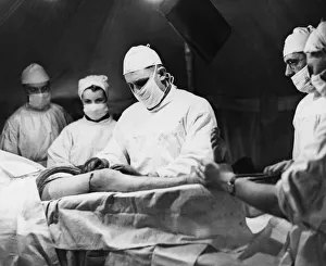Surgery Prints: Salerno field hospital. Major W. J. Harbut, RAMC of 51 Selwyn Road, Auckland, New Zealand