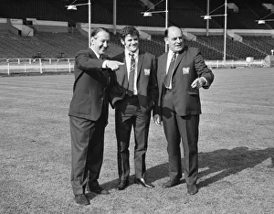 Suits Prints: Salford Red Devils rugby league team members inspect the pitch at Wembley Stadium ahead