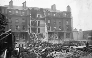 Salford Royal Hospital, after an air raid during The Manchester Blitz of World War Two